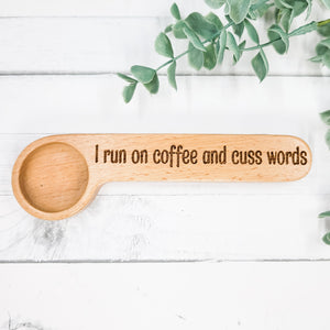 Coffee & Cuss Words - Engraved Coffee Scoop + Bag Clip