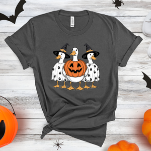 Halloween Geese Graphic Tee - Fall Spooky Season Shirt
