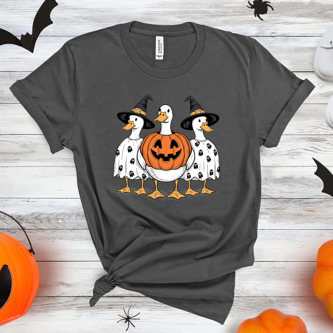 Halloween Geese Graphic Tee - Fall Spooky Season Shirt
